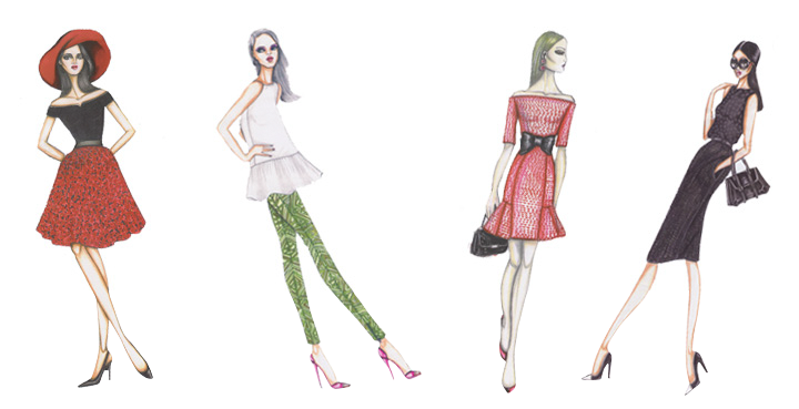 Modezeichnungen von Brigitte Ditzler - haute couture - aus der Spalenvorstadt in Basel